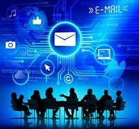 Business People in a Meeting and E-Mail Concepts