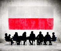 Business People in a Meeting with Polish Flag