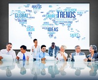 Global Shares Trends Ideas Sales Solution Expertise Concept