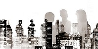 Silhouette Business Women Meeting Cityscape Team Concept