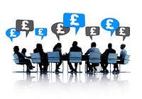 Silhouette of people in a meeting talking about pounds