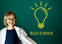 Success word light bulb icon graphic