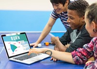 Teens looking at graphs on a laptop screen