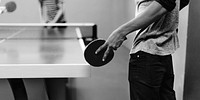 Two Friends Playing Tabletennis Concept