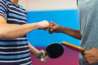 Friends playing table tennis