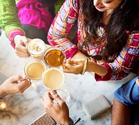 Coffee Shop Celebration Friendship Togetherness Cheers Concept