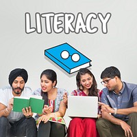 Group of Indian people sitting and studying together