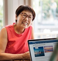 Cheerful senior Asian woman