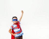 Superhero Kid Arms Raised Playful Concept