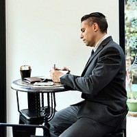 Business Man Working Cafe Concept