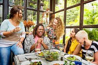 Diversity Women Group Hanging Eating Together Concept