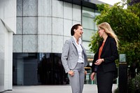 Two businesswomen outside the office
