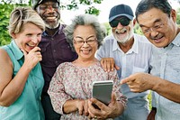 Group Of Senior Retirement Using Digital Lifestyle Concept