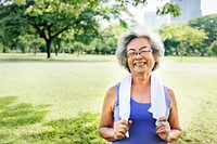 Senior Woman Exercise Park Outdoors Concept