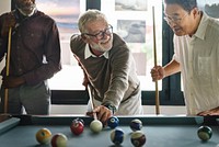 Friends Playing Billiard Relaxation Happiness Concept