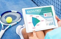 Fitness diagram on a tablet at a tennis court