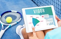Fitness diagram on a tablet at a tennis court