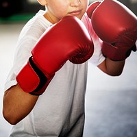 Boy Boxing Training Gym Punching Concept