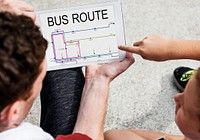 Hands Hold Tablet Map Route Graphic