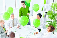 Business people working in a green office