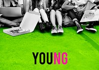 The word young with teenagers concept