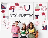 Group of students study biochemistry scietific research