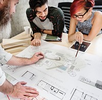 Architects working in a design studio