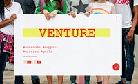 People holding investment startup plan marketing strategy banner