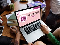 Illustration of personal organizer reminder calendar on laptop