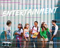 Entertainment word overlay young people