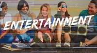 Entertainment word overlay young people