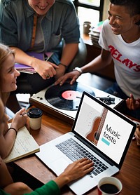 Group of teens sharing on music talk