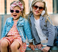 Adorable little girl fashionistas street style