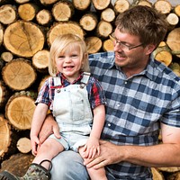 Father Kid Leisure Firewood Trunk Concept