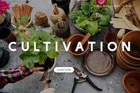 Cultivation word on plants background
