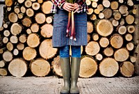 Farmer with timbers background