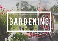 Gardening word on plants background