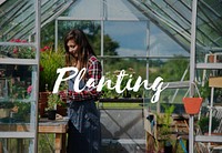 Planting word on plants background