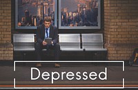 Depressed text overlay on a guy on a bench