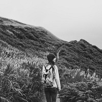 Woman Smiling Mountain Carefree Cloudscape Concept