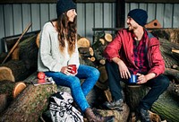 People Friendship Camping Sawmill Relaxation Togetherness Concept