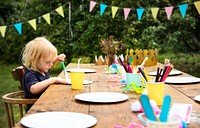 Young kid enjoying painting