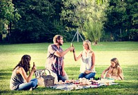 Family Picnic Outdoors Togetherness Relaxation Cheers Concept