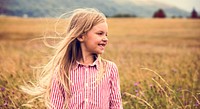 Little Girl Happiness Smiling Nature Outdoors Concept
