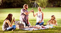 Family Picnic Outdoors Togetherness Relaxation Cheers Concept