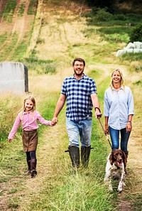 Happy family in the farm