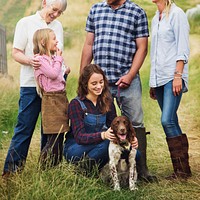 Family Dog Pet Happiness Togetherness Concept