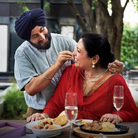 Indian Couple Dining Together Concept