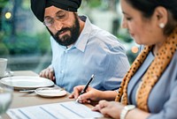 Business people dining in a restaurant