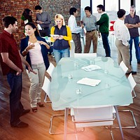 Group of Business People Discussing in the Office Concept